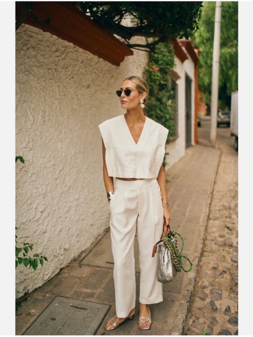 Antonio Melani X M. G. Style White Straight Leg Pleated Ankle Pants Nwt